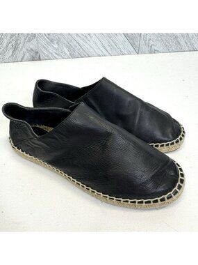 VINCE Rachel Leather Espadrille Flats Shoes Black Slip On Womens Size 7
